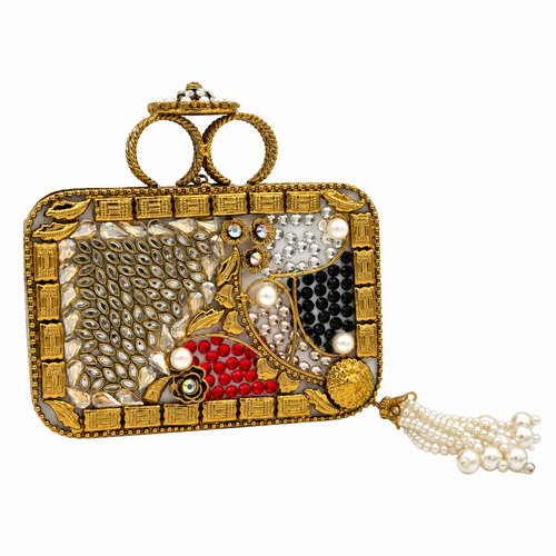 Ruby Blossom Kundan Clutch - Image 2
